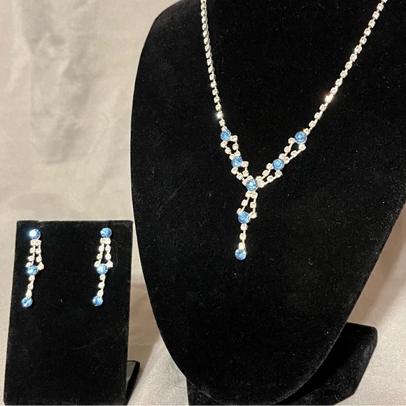 Prom/Special Occasion Necklace and Earrings, Light Blue - Picture 4 of 15